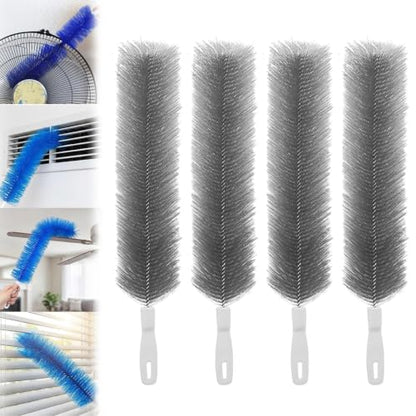 Bendable Microfiber Head, 2026 Upgraded Fan Cleaner Brush, Reusable Washable Dust Brush, 15.7in Flexible Cleaning Brush for Electric Fans Air Conditioning Home Car Vents Curtain (4Pcs-Gray) - color: 4pcs-gray