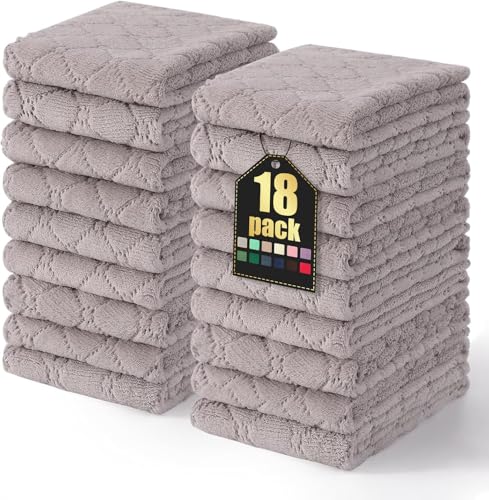 Homaxy 18 Pack Dish Towels for Kitchen (10 x 20 Inches, Grey), Super Soft and Absorbent Coral Velvet Dish Cloths for Washing Dishes, Nonstick Oil Fast Drying Microfiber Cleaning Cloth - color: Grey, size: 10x20 Inch-18 Pack