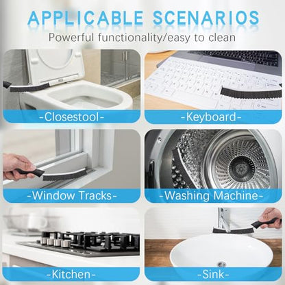 Magiware Hard Bristle Crevice Cleaning Brushes for Household Use - 2025 New Thin Scrub Brush Set, Small Cleaner Tool for Narrow Spaces, Kitchen,Toilet, Bathroom,Window, Faucets, Car Gaps (Model 2) - style: SERRATED-BLACK & WHITE
