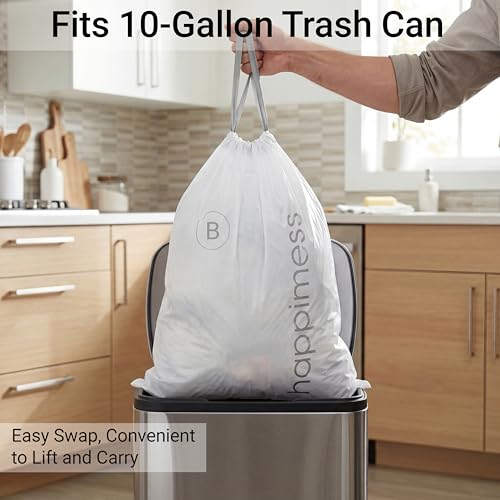 happimess 5.3 Gallon (20L) Drawstring Trash Bags, Unscented, Clear, Heavy Duty LDPE Liners for Kitchen and Household, Custom Fit, 20 Count (1 Packs of 20 Liners) HPM3000B-C-1SET - color: Clear, size: 20 Count (Pack of 1)