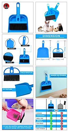 Mini Broom and Dustpan Set - Compact Cleaning Kit for Home, Car, Camping, Small Spaces, Pet Cleanup, and Travel - Durable Small Broom and Dustpan Set Mini - Blue Broom - color: Blue
