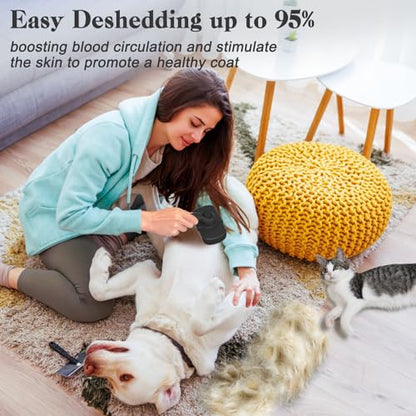Dipoo Self Cleaning Shedding Brush - Skin Friendly Grooming Tool for Dogs, Cats, and Puppies, Deshedding and Hair Removal for Long and Short Haired Pets, Black - color: Black