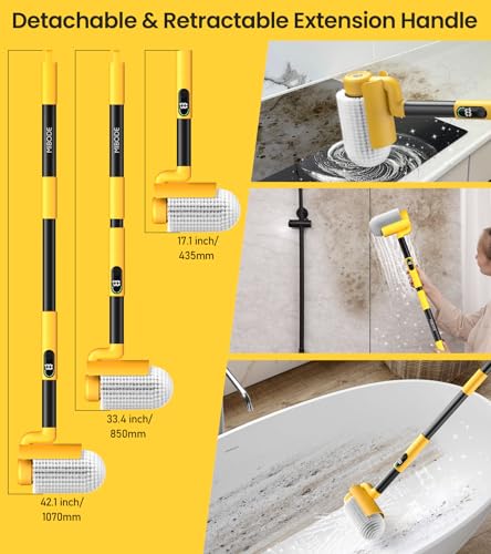 Electric Spin Scrubber, Cordless Cleaning Brush Scrubber for Home, 600RPM & 2.5H Runtime with Universal Brush Head, Bathroom Scrubber with Dual Speeds for Bathroom Shower Bathtub Glass Car
