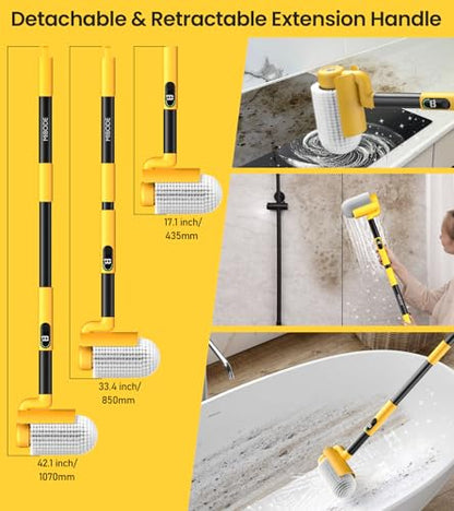 Electric Spin Scrubber, Cordless Cleaning Brush Scrubber for Home, 600RPM & 2.5H Runtime with Universal Brush Head, Bathroom Scrubber with Dual Speeds for Bathroom Shower Bathtub Glass Car