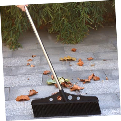 Wide Detachable Garden Broom with Long Handle Stainless Steel Deck Brush for Outdoor Sweeping for Warehouses Patios and Rough Surfaces