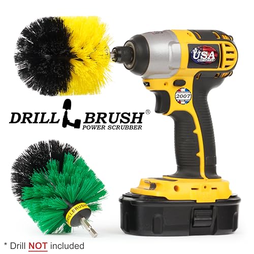 Kitchen Accessories - Pots and Pans Set - Spin Brush Kit - Grout Cleaner - Cleaning Supplies - Bathroom Accessories - Soap Scum, Hard Water Stains, Mineral Deposits, Calcium Build-up, Rust Stains - color: Green / Yellow