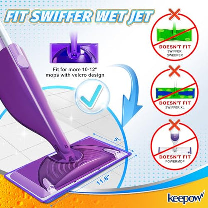 6 Pack Reusable Mop Pads Compatible with Swiffer Wet Jet, Microfiber Mop Refill Pads Replacement Pads for Swiffer WetJet, Machine Washable Perfectly for All Floor Surfaces Cleaning
