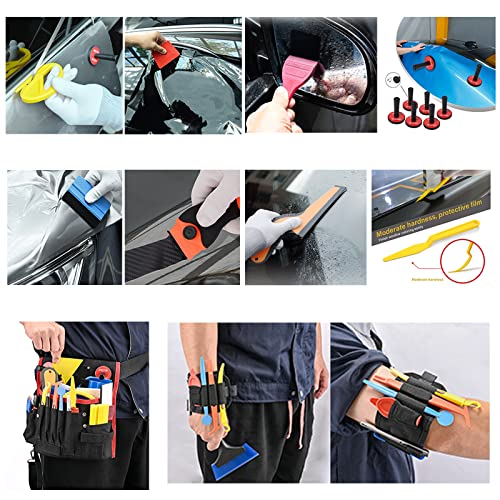 NEWISHTOOL Vinyl Wrap Tool Window Tint Film Application Kit Includes Wrap Tools Bag Wristband Pouch Vinyl Magnets PPF Squeegee for Car Wrapping, Auto Glass Film & Paint Protection Film Installing