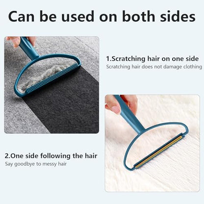 Portable Lint Remover for Clothes and Furniture - Reusable Manual Hair Cleaner for Pet Hair, Carpet, and Sofa - color: Blue