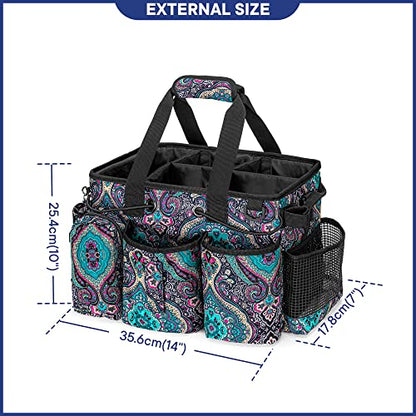 LoDrid Large Professional Cleaning Caddy with Detachable Divider, Supply Organizer with Handle and Shoulder Strap, Cleaning Bags for Housekeepers & Cleaners, Totem - color: Totem