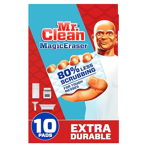 Mr. Clean Magic Eraser Sponge, All Purpose Cleaner, Cleaning Scrubber, Wall, Sneaker, Kitchen, Bathroom, Shower, Melamine Sponge, Pads, Extra Durable, 10ct