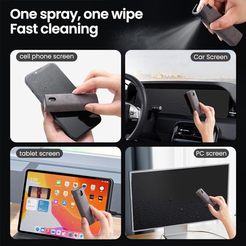 2 Pcs Screen Cleaner Kit, 3-in-1 Touchscreen Mist Cleaner Spray Bottle Tool & Microfiber Cloth for Phone/Laptop/Tablet/TV/Monitor/Car Screens(Pink+Grey) - color: 2 Pcs-Pink+Grey