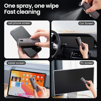 2 Pcs Screen Cleaner Kit, 3-in-1 Touchscreen Mist Cleaner Spray Bottle Tool & Microfiber Cloth for Phone/Laptop/Tablet/TV/Monitor/Car Screens(Pink+Grey) - color: 2 Pcs-Pink+Grey