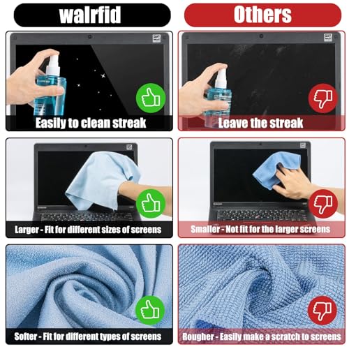 walrfid 2 Pcs Car Screen Cleaner Spray and Wipe, TV Computer Laptop Touchscreen Mist Cleaning Kit Wipe for CD Disc, Electronic Cell Phone iPad iPhone MacBook Pro Tablet Monitor LCD LED Flat Screens - color: 2 Pack, Blue