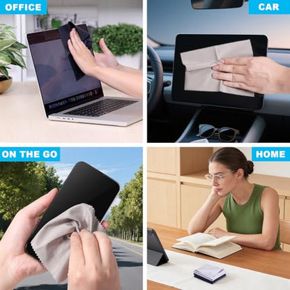 SmoTecQ 32 Pack Microfiber Cleaning Cloths for Glasses (Individually Wrapped) - Premium Optical Lens Cleaner for Screens, iPhone, iPad, Camera & Eyeglasses - Washable & Lint Free (Black & Grey) - color: 32 Pack – Black + Grey