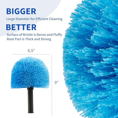 3 Pack Screw on Webster Cobweb Duster Head for Pole,Spider Web Remover Brush, Cobweb Duster Head Attachment,Fits Standard 3/4 inch Threaded Poles (3, Blue) - color: Blue