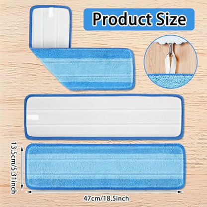 Replacement Mop Pads, Microfiber Cleaning Mop Compatible with Bona Mop, Washable & Reusable Mop Refill Pads for Hardwood Floor,18 Inch, Blue (8)