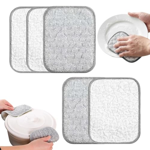 Double-Sided Wire Dishwashing Rags, Non Scratch Wire Cleaning Cloths for Kitchen, Reusable Miracle Washing Cloths, Multipurpose Wire Dishcloth for Washing Dishes, Sinks, Pots & Pans (5 Pcs) - color: 5 Pcs