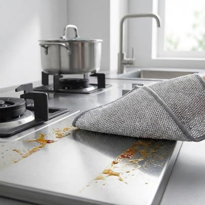 Metal Dish Cloth，7 Pack Metal Dish Cloth, Non Scratch & Odor Steel Wool Scrubber | Reusable & Multipurpose Wire Dishwashing Rag for Wet & Dry Cleaning | Safe for Stove Tops & Nonstick Cookware