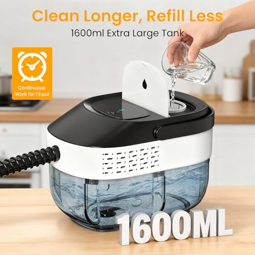 Pressurized Steam Cleaner 1.6L, 3-Level Adjustable Steamer for Cleaning, 10s Heat-Up, 2500W Handheld Steam Cleaner for Home, Car, Kitchen, Floor, Multi-Surface Cleaning Machine, 19pcs Accessories