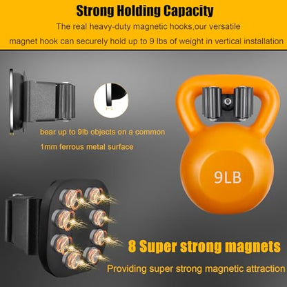 Upgraded Magnetic Broom and Mop Holder Wall Mount, Space-Saving Heavy Duty No Drill Over the Door Broom Gripper RV Camper Wall Organizer,Black,4 Pcs - size: 4 Pcs