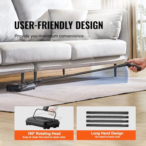 Carpet Sweeper Cleaner, 7.87 in Sweeping Paths, Manual Floor Sweeper, 300 ml Dustbin Capacity with Comb for Home Office Rugs Hardwood Surfaces Wood Floors Laminate, Cleans Dust Pet Hair