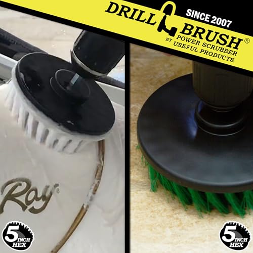 Drill Brush - Kitchen Tools - Grout Cleaner - Large Spin Brush Kit - Clean Stove, Oven Rack, Sink, Tile, Counter, Cabinets, Floors - Glass Cleaner - Upholstery, Leather, Fabric, Vinyl - Carpet Cleaner - color: Green / White