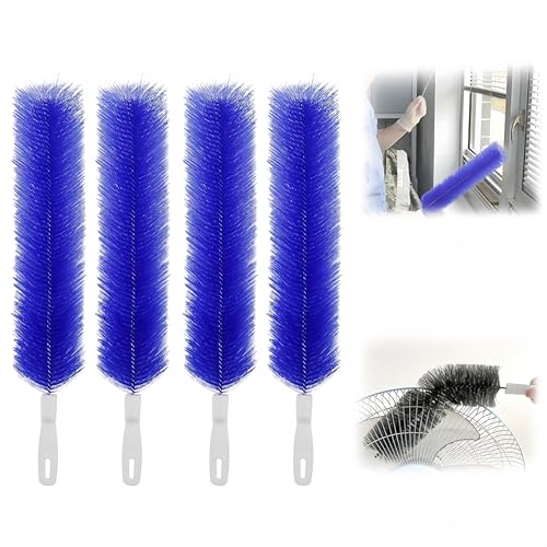 Bendable Microfiber Head, 2026 Fan Cleaner Brush Reusable Dust Remover Washable ldeal for Electric Fans Air Conditioning, Home Car Vents, Curtain (Blue 4 Pcs) - color: Blue 4 Pcs