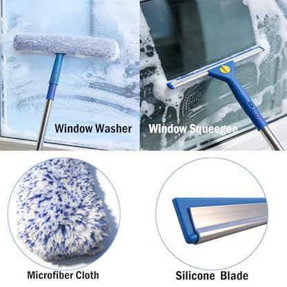 68" Squeegee for Window Cleaning | Window Squeegee with Extension Pole, For Outdoor High Windows, Shower Glass Door, Car Windshield