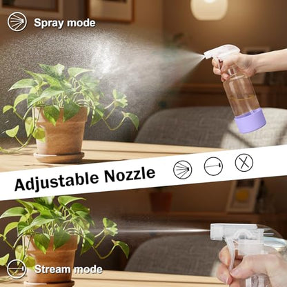 Glass Spray Bottles with Silicone Sleeve 16.9oz 2 Pack Empty Spray Bottle for Hair Mist/Stream Spraying for Cleaning Solutions, Plants, Essential Oils (clear-sblue&purple) - color: clear-sblue&purple