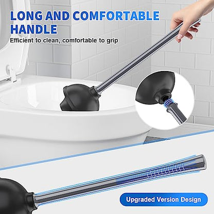 Toilet Plunger and Brush, Bowl Brush and Heavy Duty Toilet Plunger Set with Ventilated Holder, 2-in-1 Toilet Brush and Plunger Combo for 5.3-inch Toilet Drain Bathroom Cleaning (Gray, 1 Set) - color: Gray