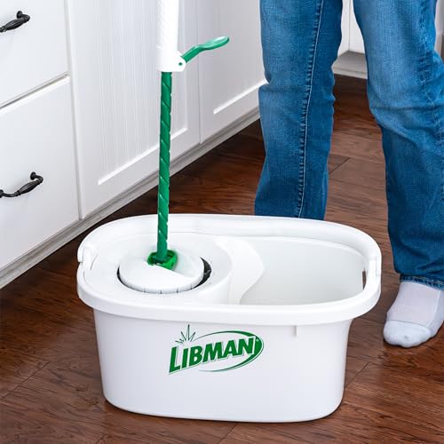 Libman Lightning Spin Mop System Plus 1 Refill Head | Mop and Bucket with Wringer Set | Floor Mop | Spin Mop | Libman Mop | Mops for Floor Cleaning | Hardwood Floor Mop | 2 Total Mop Heads Included - style: Spin Mop +1 Refills