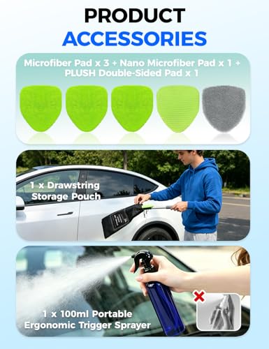 XINDELL Windshield Cleaner Tool – Car Interior Window Cleaning Kit with Extendable Handle & 4 Microfiber Pads, Auto Wiper Inside Windshield Brush for Car & Home Windows - size: 19in