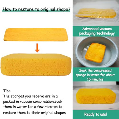 2-Pack Extra Large Cleaning Sponges (7.5" x 5.5" x 1.9") – Heavy Duty Grouting, Car Wash & Multi-Surface Sponge – Non-Scratch PU Foam for Tile, Dishes, Cars & Crafts Super Absorbent - size: 2Pcs