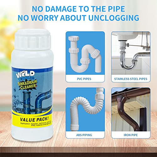 Wild Tornado Pipe Dredge,Powerful Sink Cleaner Powder Fast Foaming for Kitchen Toilet Pipeline Quick Cleaning Tool（4pcs） - size: 4