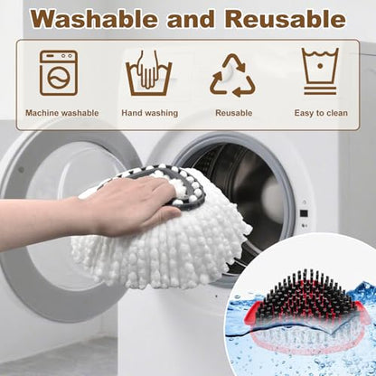 7 Pack Mop Heads Replacements for O Cedar EasyWring 1 Tank,Spin MOp Replace Heads for OCedar,Includes 4 Microfiber Mops Refills,2 Upgrade Scrubber Brushes and 1 Base for Deep Cleaning Machine Washable - size: for Ocedar 1 Tank