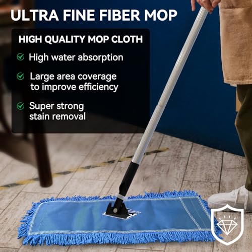 36 Inch Dust Mop Head: Replacement Medium Washable Commercial Mop Head Sweeper and Janitorial Replacement Blue (Blue - 36 Inch, 3 Pack) - color: Blue - 36 Inch - 3pack - Scrubby
