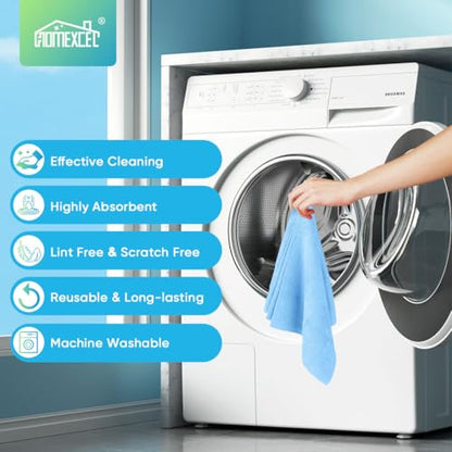 HOMEXCEL Blue Microfiber Cleaning Cloths, 20 Pack Cleaning Rags - Lint Free & Scratch-Free Microfiber Towels for Cars, House & Kitchen, Absorbent Cleaning Towels, 11.5 x 11.5 Inch - color: Blue