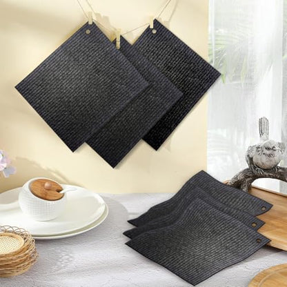 6 - Pack Swedish Kitchen Dish Cloths - Reusable Paper Towels for Counters & Dishes - Eco Friendly Cellulose Sponge Cloth - (Black) - color: A1-black