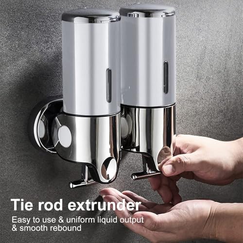 Non-Drill 500ml Single Head Manual Pressing Head Wall Mounted Soap Dispenser, Shower Liquid Shampoo and Soap Dispenser for Bathroom, Kitchen (Silver) - color: Silver, size: 500ml