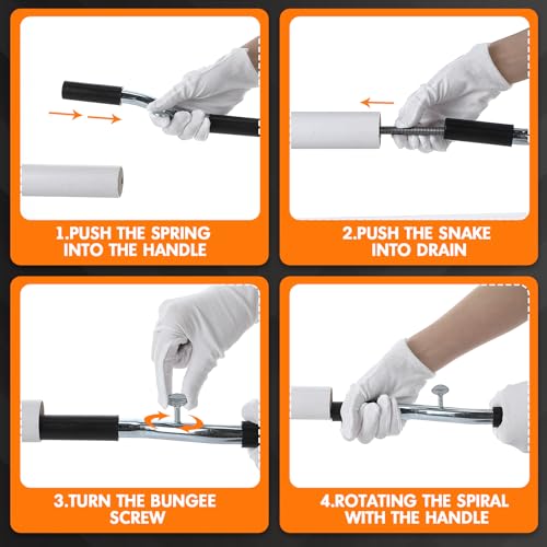 Threlaco 50 ft Drain Auger Plumbing Snake for Heavy Deep Blockages 3/8" Diameter Flexible Plumbing Cables Drain Snake for Kitchen Bathroom Shower Sink Cleaning Drainage Clogs - size: 50 Ft, 3/8" Diameter