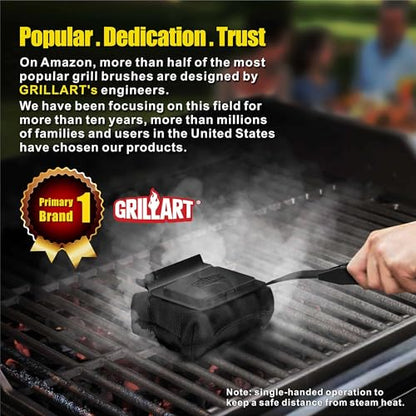 GRILLART Grill Brush Bristle Free, Replaceable BBQ Cleaning Pad (No Handle), Safe Replacement Cleaning Pad/Head for Cast Iron/Stainless Steel Grates - Dark Black - color: Dark Black