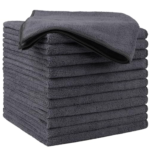 HOMEXCEL Microfiber Cleaning Cloths 12 Pack, Premium 16 x 16 inch Microfiber Towel for Cars, Ultra Absorbent Car Washing Cloth, Lint Free Streak Free Wash Cloths for Car, Kitchen, and Window, Grey - color: Grey, size: 16 x 16 Inch