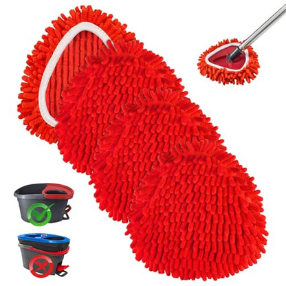 4 Pack Mop Head Replacement Compatiable with Ocedar EasyWring ,Mop Heads Refill for Easywring Spin 1 Tank System - Microfiber Chenille, Easy to Replace,Deep Floor Cleaning and Machine Washable