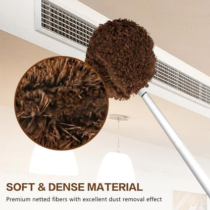Ceiling Fan Cleaner Duster Reusable Microfiber Ceiling Fan Blade Cleaner Removable Duster with Extension Pole Adjusts 13 to 49.7 Inch for Cleaning Walls Bookshelves Furniture Door Window Top (Brown) - color: Brown