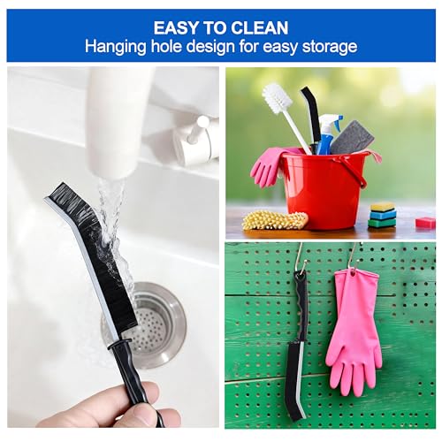 All-Purpose Hard Bristle Gap Cleaning Brush Set - Durable, Slim Design for Deep Reach into Tight Spaces - Versatile Household Crevice Cleaning Tool - 6Pcs, Black