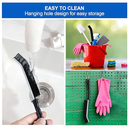 All-Purpose Hard Bristle Gap Cleaning Brush Set - Durable, Slim Design for Deep Reach into Tight Spaces - Versatile Household Crevice Cleaning Tool - 6Pcs, Black