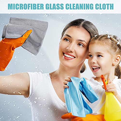 Tatuo 18 Pcs Microfiber Glass Cleaning Cloths (16 x 16) Polishing Cloth - Streak Free - Lint Free - Quickly Clean Windows, Glasses, Windshields, Mirrors, Stainless Steel, Monitor(Blue Gray) - color: Blue Gray