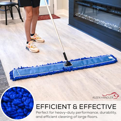 Kleen Handler 48 inch Microfiber Dust Mop | Extra Large Washable Commercial Mop Head Replacement, Pack of 6 - color: Blue - 48 Inch, size: 6 Pack
