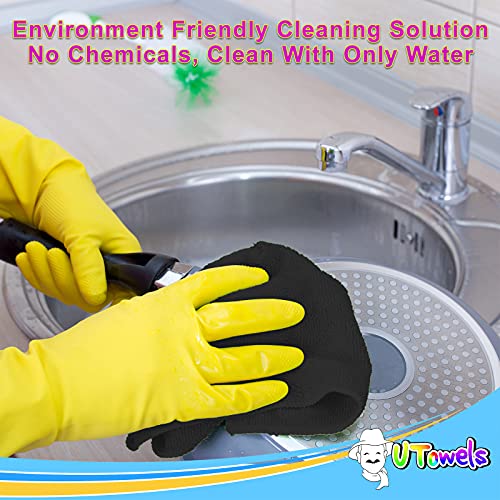 Cleaning Towel Washcloth, 12' x 12" All-Purpose Microfiber Rags - Ultra Soft Wash Cloths Reusable Shop Towels for Kitchen Bath Car Window Household Home and Commercial (Black, 12"X12" 24-Pack) - color: Black